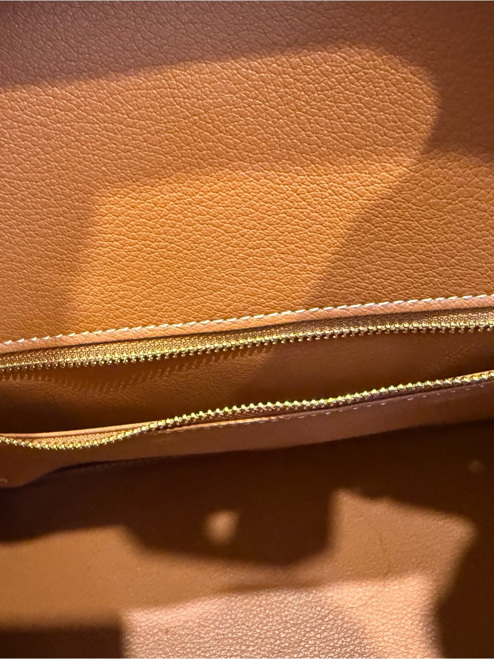 Cognac Brown Genuine Leather Structured Top Handle Tote Bag - Picture 10 of 13
